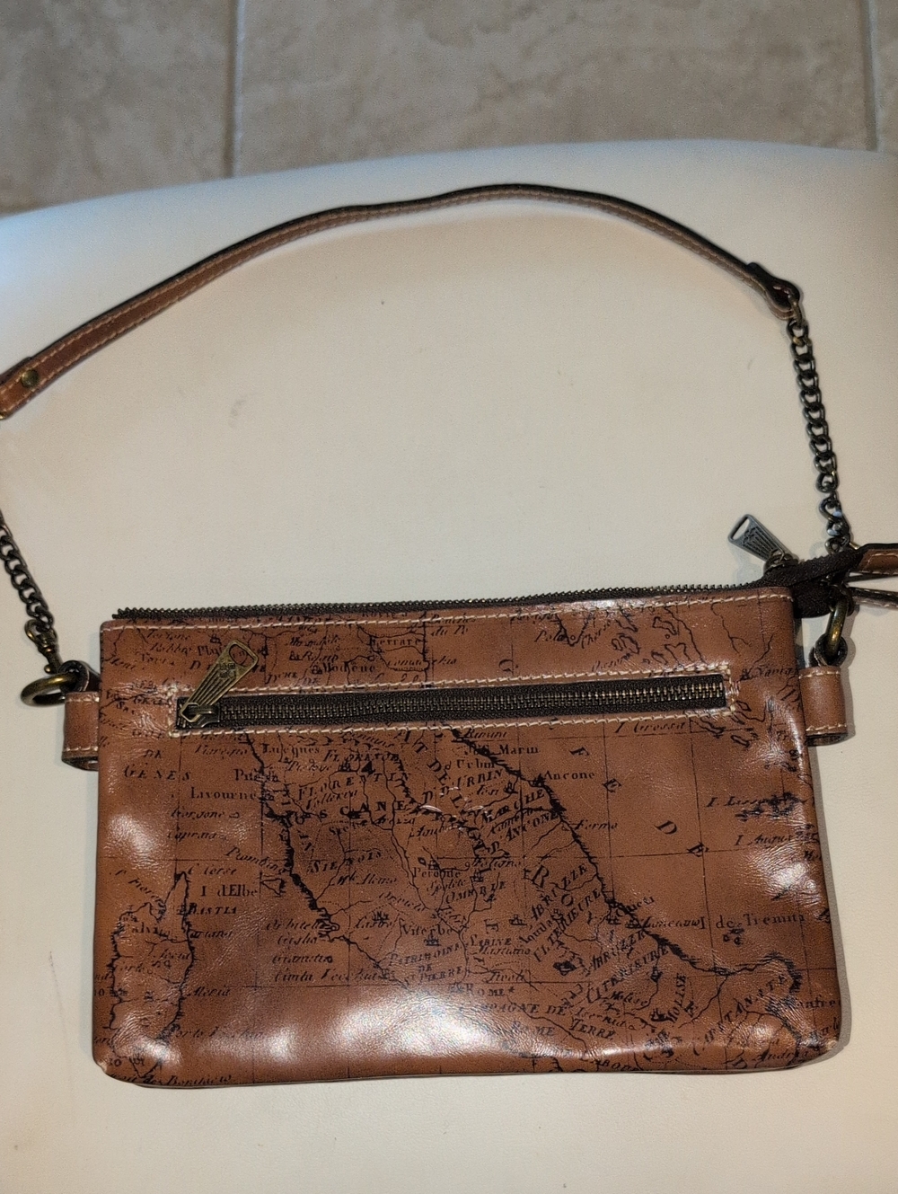 Patricia Nash World Map Leather crossbody